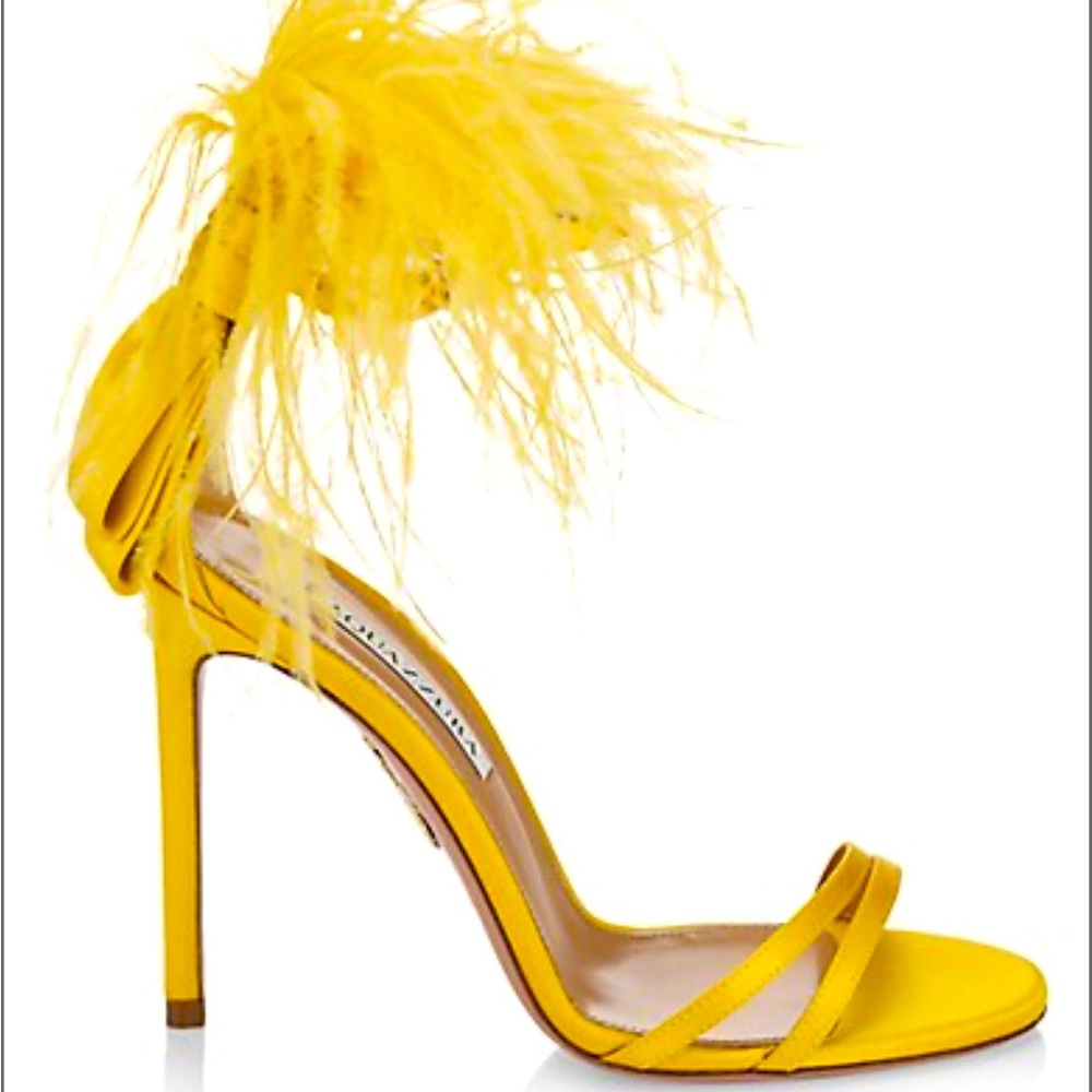 Aquazzura Concerto Satin Feather Sandals 105